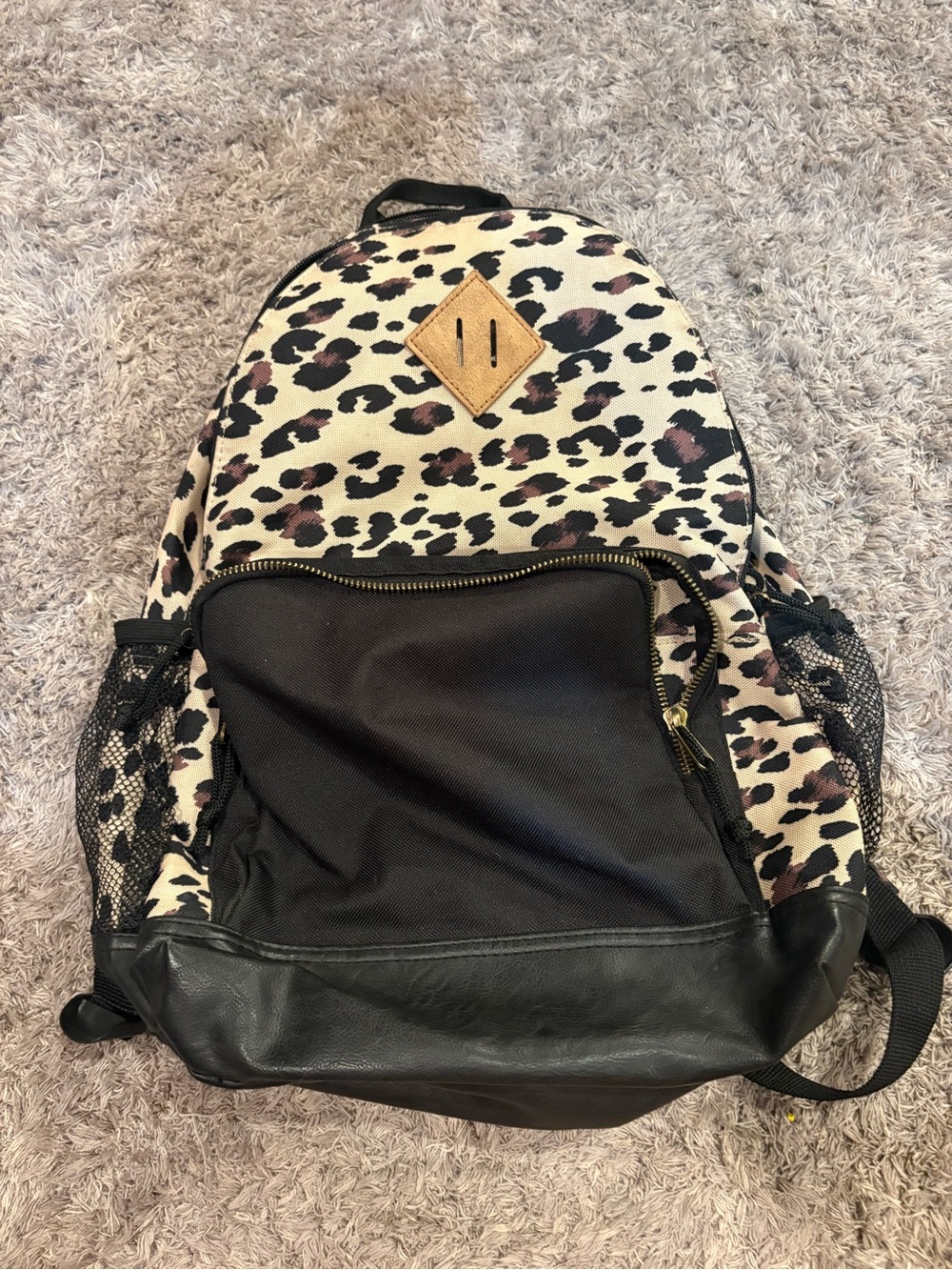 Mossimo Leopard Print Canvas Backpack with Black Front Pocket